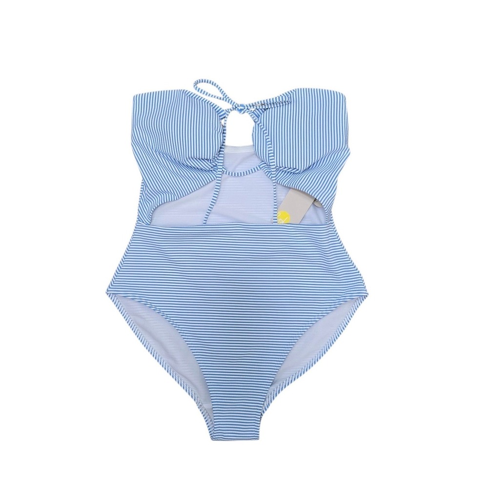 Boden Blue White Pinstripe Cut-Out One Piece Swimsuit S0263 BLU US 6 NEW